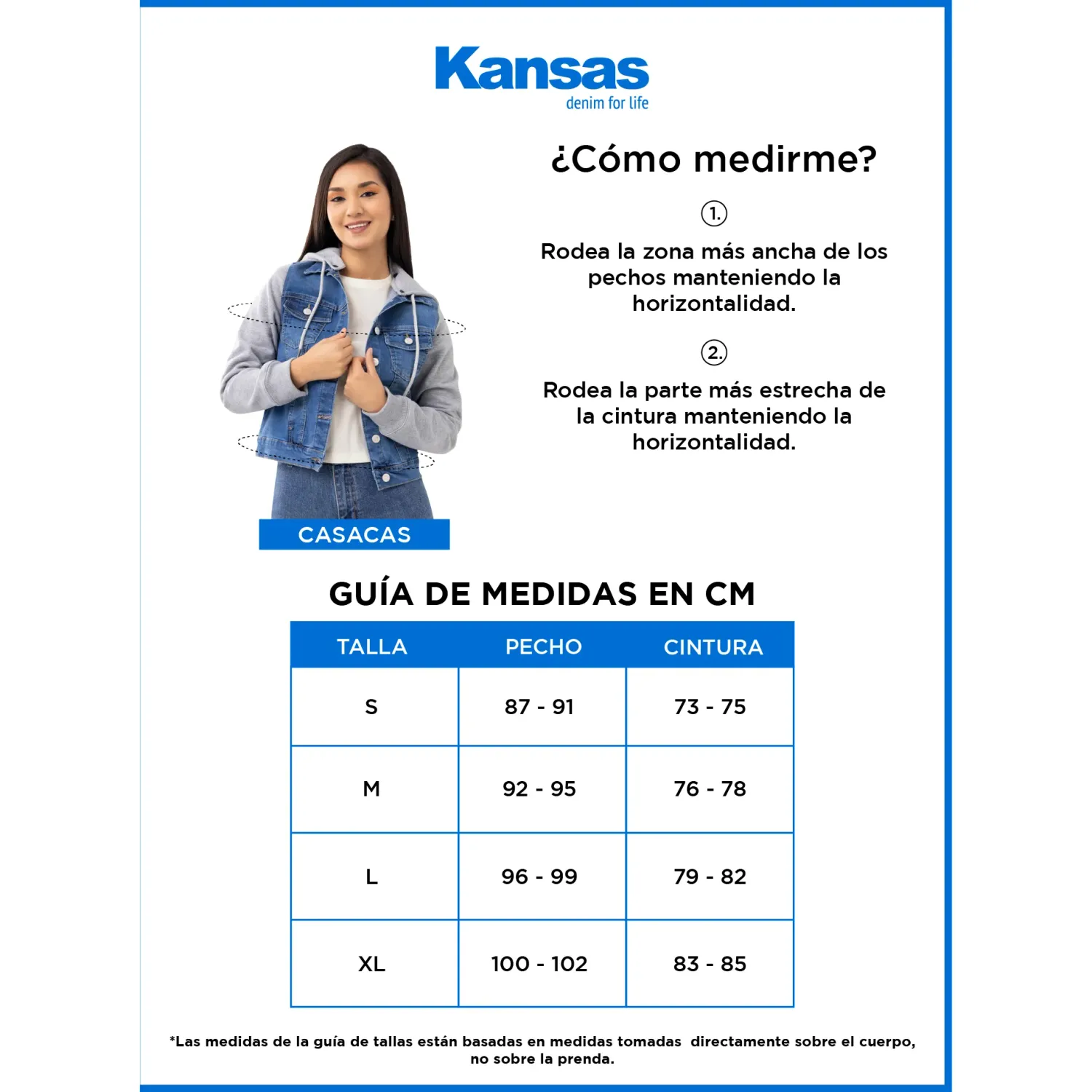 KANSAS Casaca Kansas Dama K30319 Crop Rasgada color azul | Platanitos