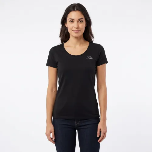 Polo Kappa Urbano Mujer Logo Momba W color negro | Platanitos
