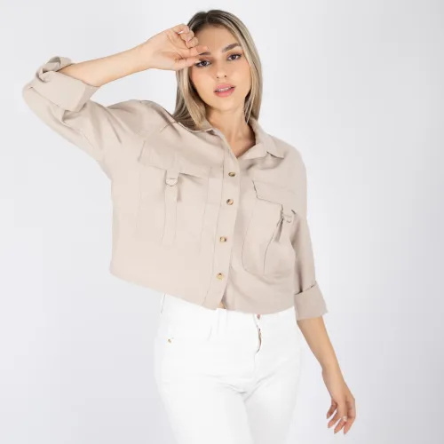 JAROLA Beige de Mujer modelo Blusa Casual Mujer Crop Coco beiges mujer 2023081019231382968  