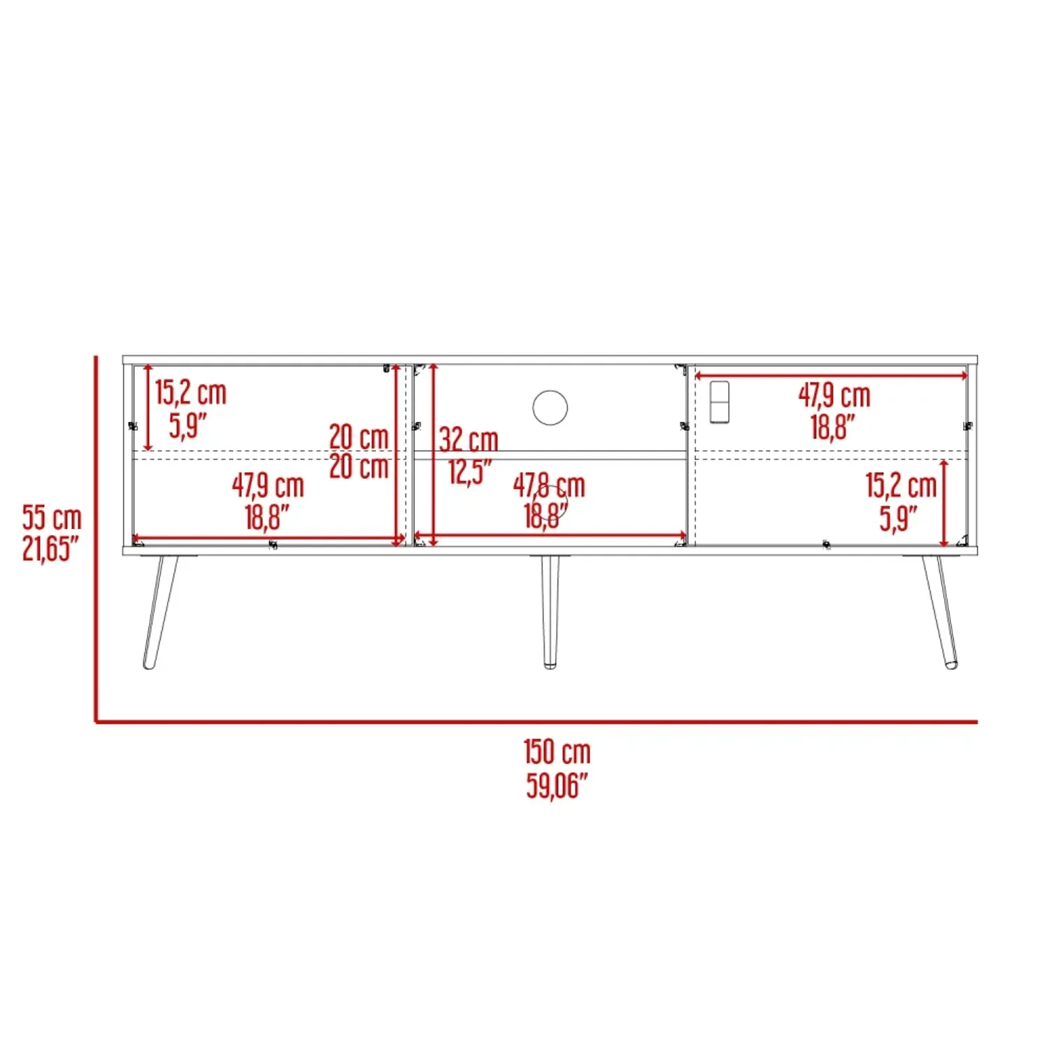 Mesa Tuhome De Tv Funes Eco 150 color wengue | Platanitos