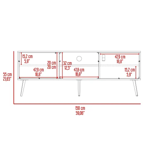 TUHOME Mesa De Tv Funes Eco 150