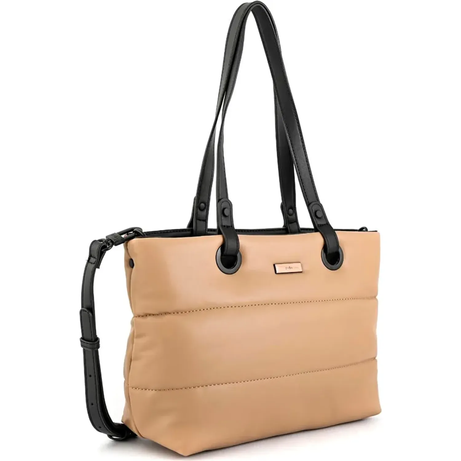 Cartera Ziol Mujer Tipo Dos Asas Sindra color beige oscuro | Platanitos