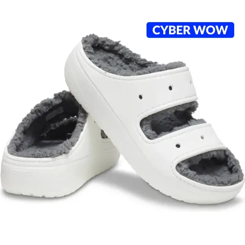 Sandalias Crocs Unisex Classic Cozzzy Sandal color blanco | Platanitos