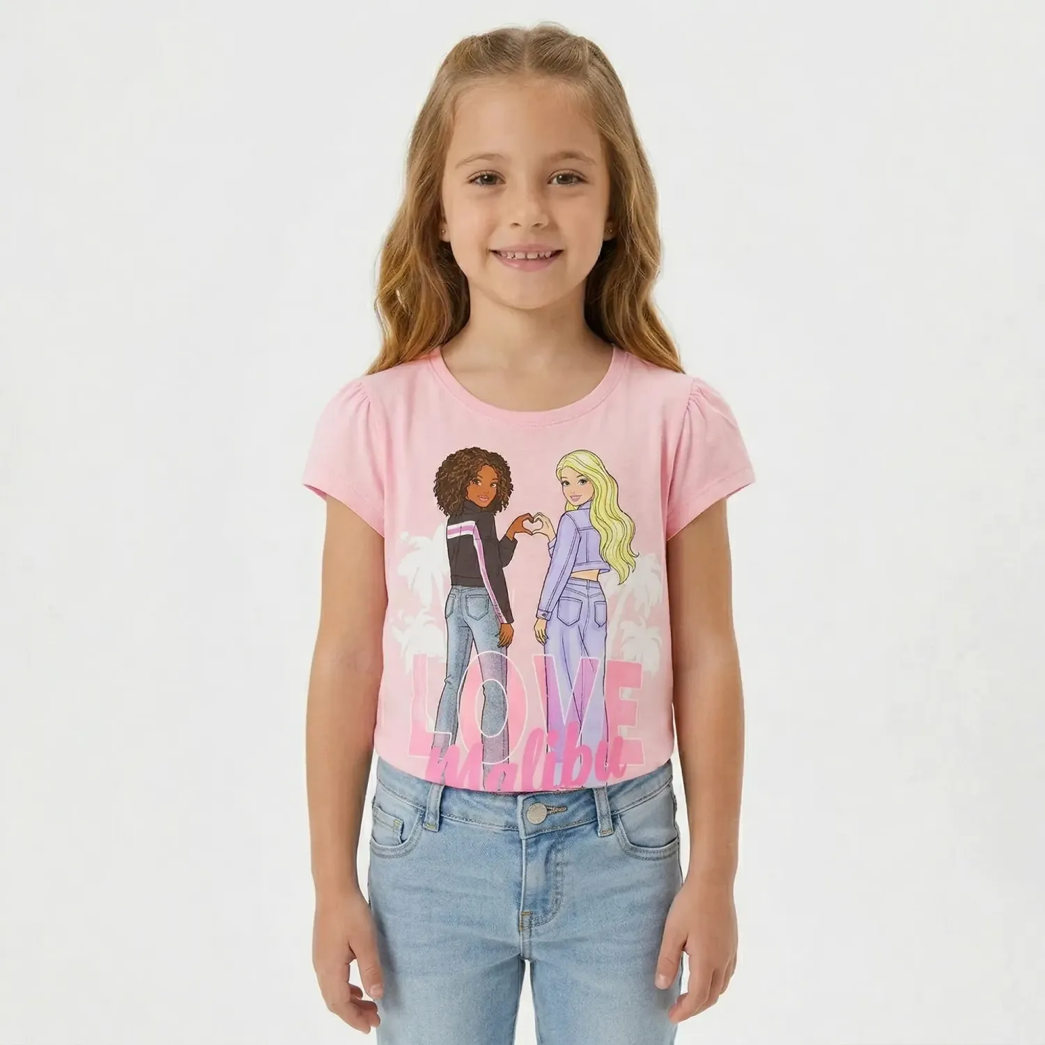 Polo Barbie Manga Corta Niña Barbie Brb-0166-A color rosado | Platanitos