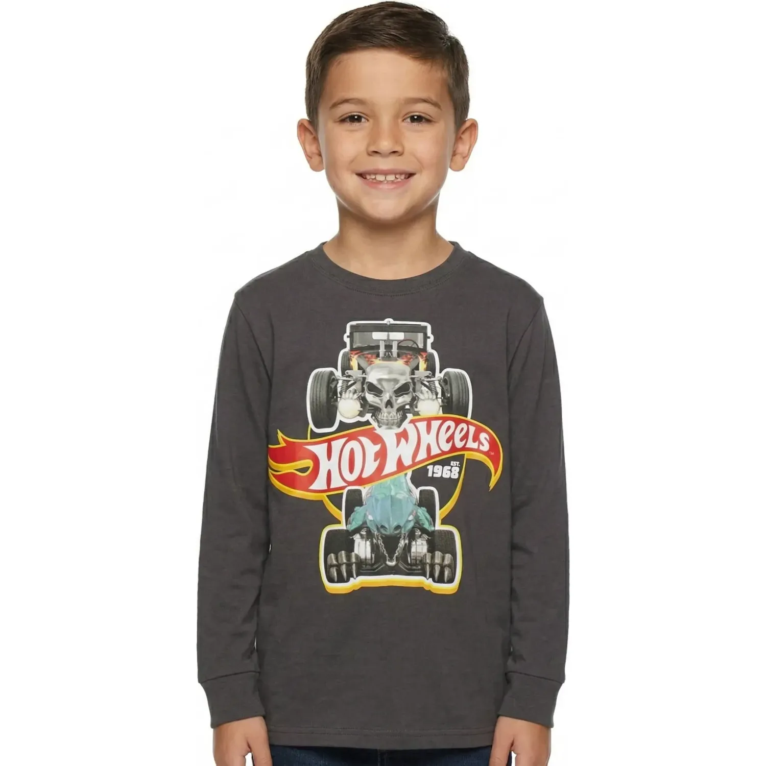 Polo Hot Wheels Manga Larga Niño Hot Wheels Hws-0146-Al color plomo | Platanitos