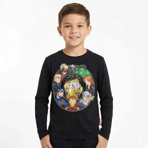 Polo Avengers Manga Larga Niño Avengers Ava-4180-Al color negro | Platanitos