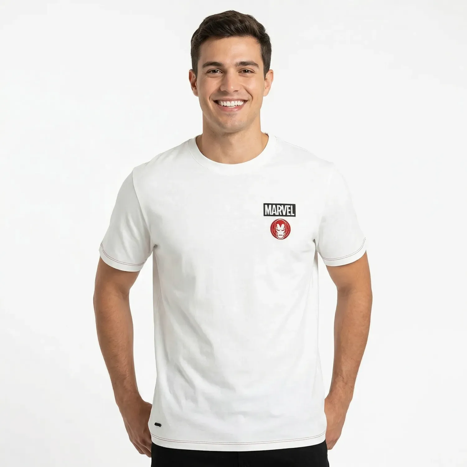 Polo Avengers Manga Corta Hombre Avengers Mrv-0160-A color marfil | Platanitos