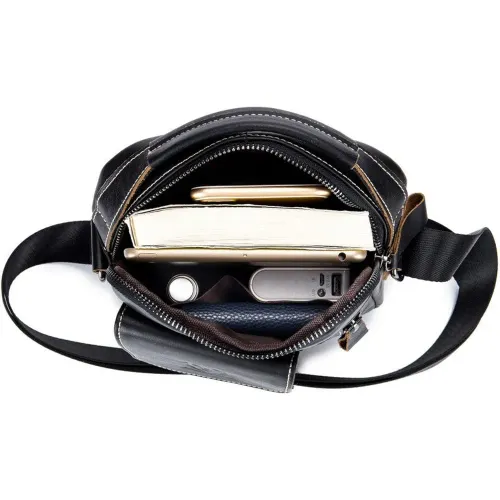 Bullcaptain Morral De Cuero Mate Hombre Djb-037-Bk