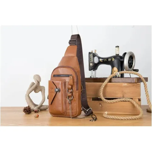 Bullcaptain Mochila Cruzada De Cuero Mate Xb-520-Br