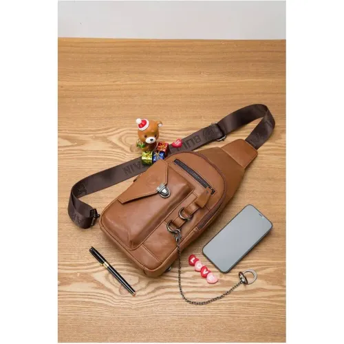 Bullcaptain Mochila Cruzada De Cuero Mate Xb-520-Br