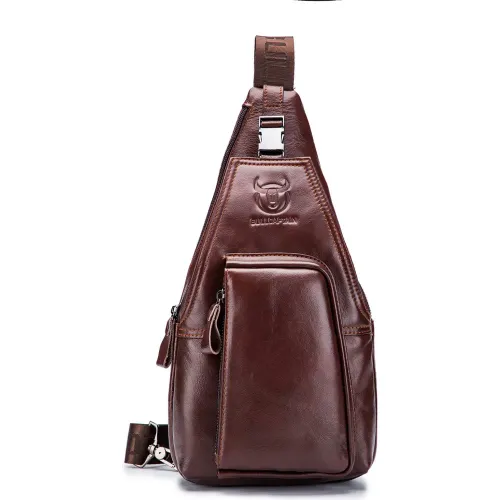 Bullcaptain Mochila Cruzada De Cuero Mate Hombre Xb-086-Cf