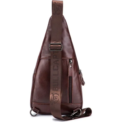 Bullcaptain Mochila Cruzada De Cuero Mate Hombre Xb-086-Cf