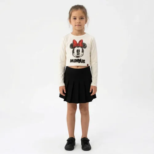 Polo Minnie Manga Larga Niña Minnie Min-2148 color marfil | Platanitos