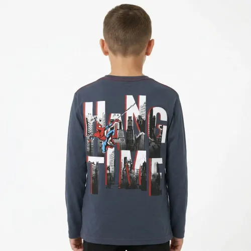 Polo Spiderman Manga Larga Niño Spiderman Msm-4154 color azul | Platanitos