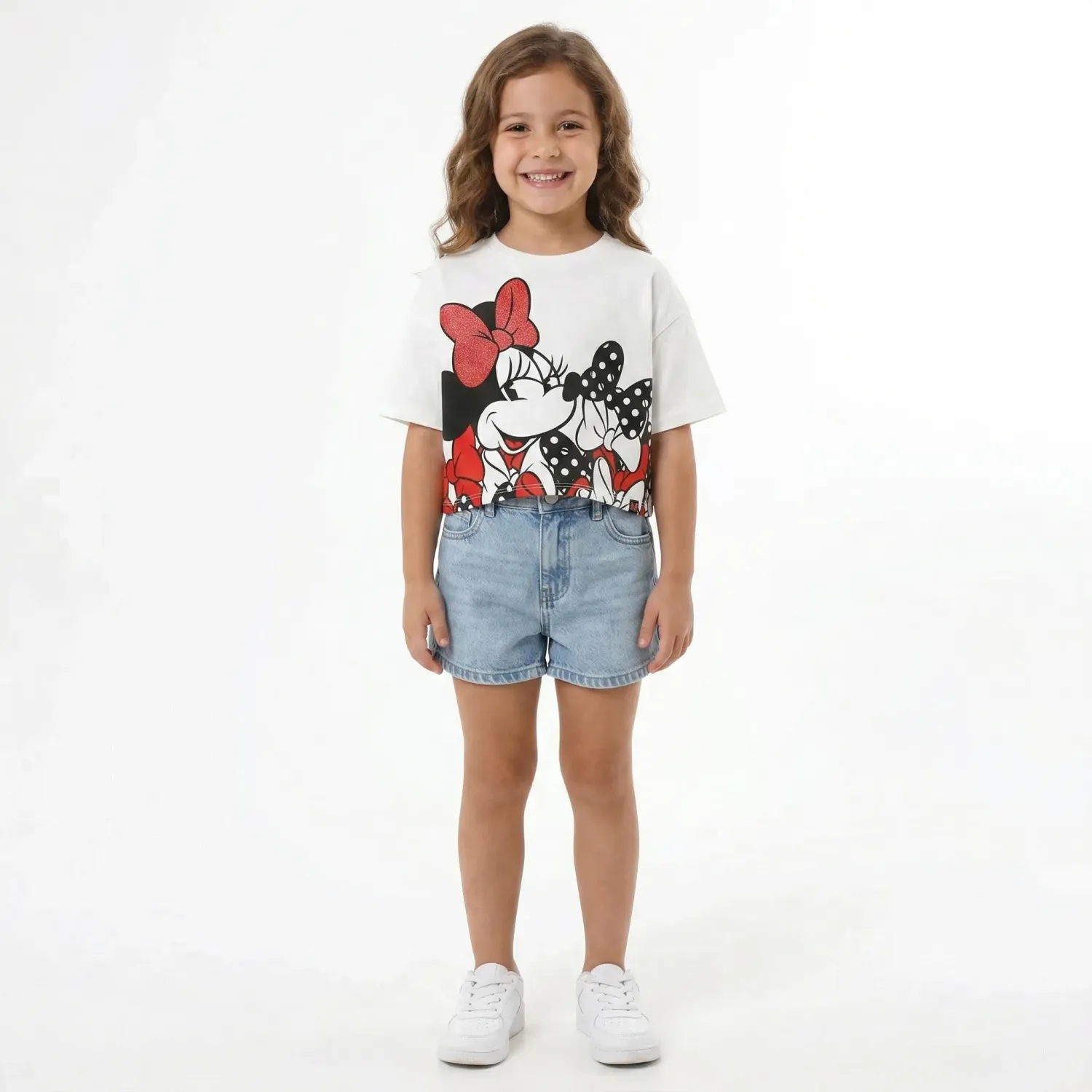 Minnie Polo Minnie Manga Corta Niña Minnie Min-2205 color marfil | Platanitos