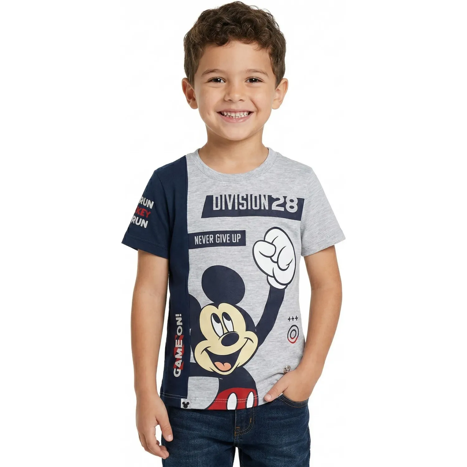 Polo Mickey Manga Corta Niño Mickey Mik-2293 color gris / azul | Platanitos
