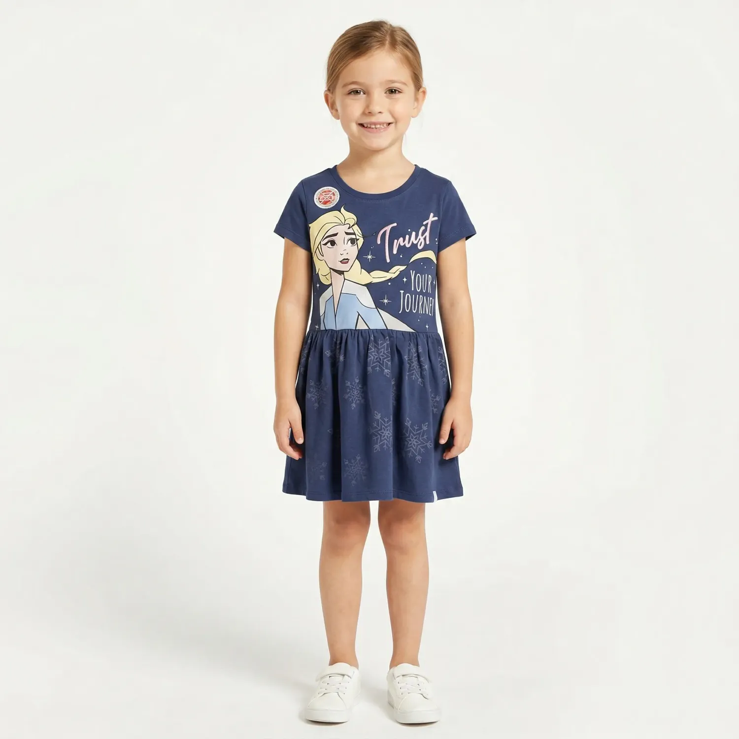 Vestido Frozen Manga Corta Niña Frozen Frp-0916 color azul | Platanitos