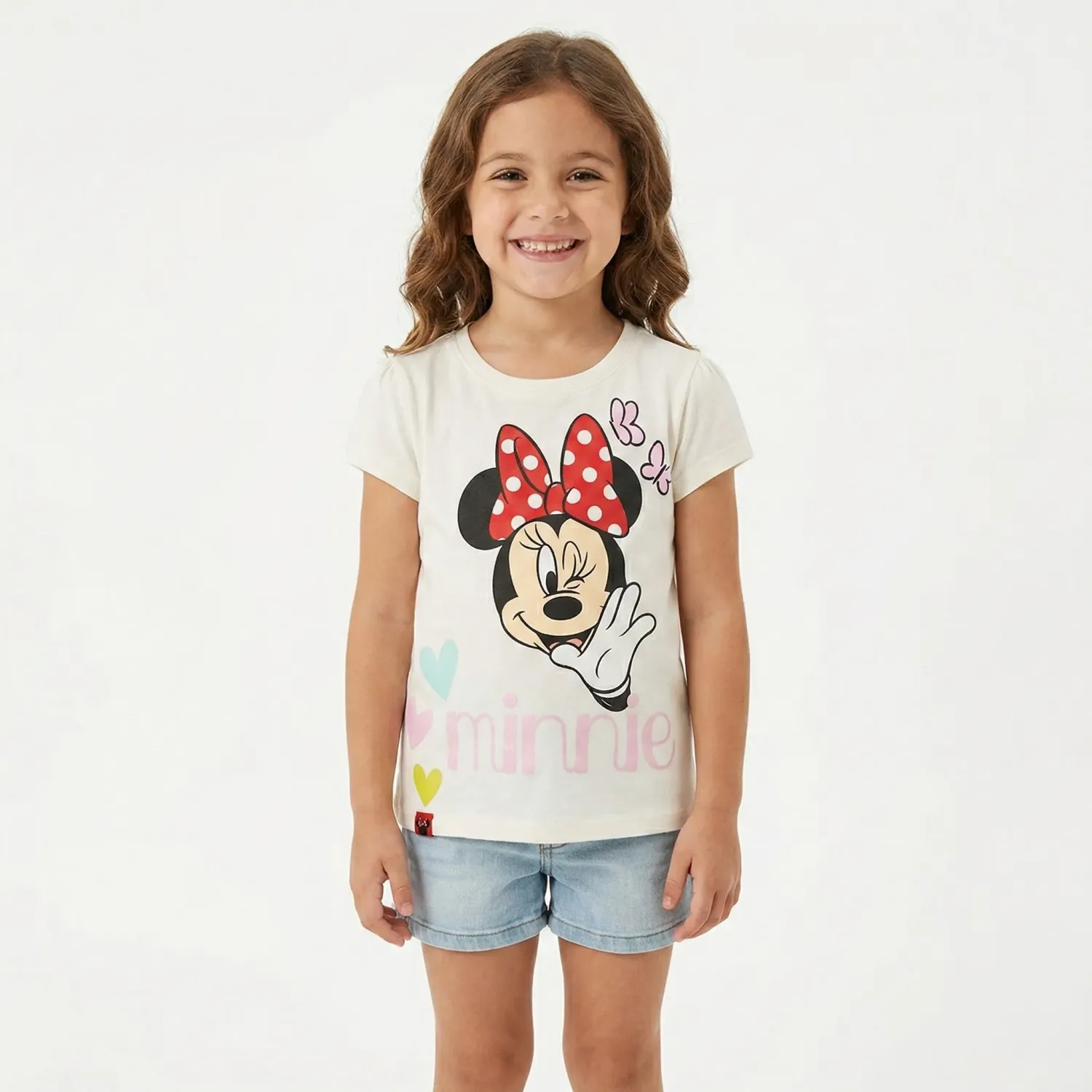 Minnie Polo Minnie Manga Corta Niña Minnie Min-1843 color marfil | Platanitos