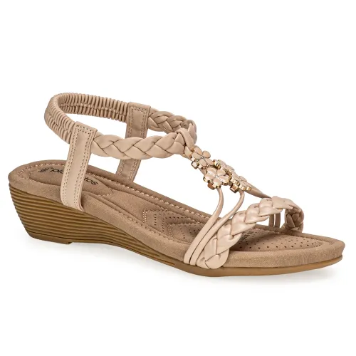Platanitos Beige de Mujer modelo Sandalia Dama Sw Towery beiges sintéticos mujer 2025040221432538838 Sintético Sintético