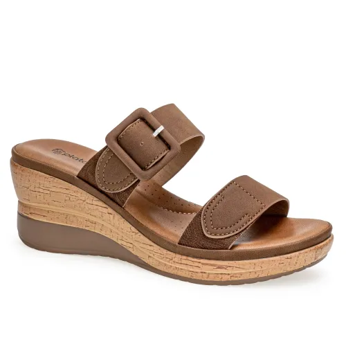 Platanitos Marron de Mujer modelo Sandalia Dama Sw Laos marrones sintéticos mujer 2025041417374253199 Sintético Sintético