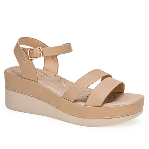 Platanitos Beige de Mujer modelo Sandalia Dama Sw Irune pieles sintéticos mujer 2025041417374253595 Sintético Sintético