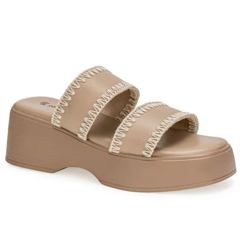 Platanitos Beige de Mujer modelo Sandalia Dama S Olinda sintéticos mujer 2025042121052495207 Sintético Sintético