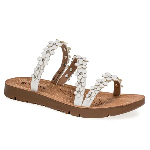 Platanitos Blanco de Mujer modelo Sandalia Dama Sf Flor blancos sintéticos mujer 2025042121052495712 Sintético Sintético