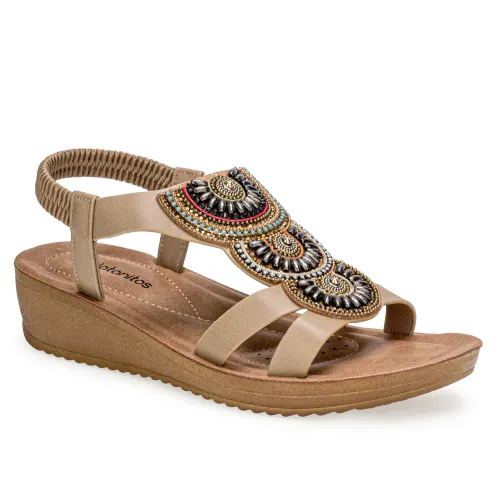 Platanitos Beige de Mujer modelo Sandalia Dama Sw Mora beiges sintéticos mujer 2025042121052495856 Sintético Sintético