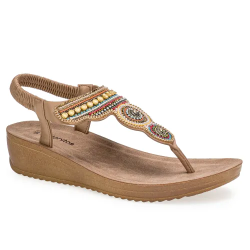 Platanitos Beige de Mujer modelo Sandalia Dama Sw Arena pieles sintéticos mujer 2025042121052496273 Sintético Sintético