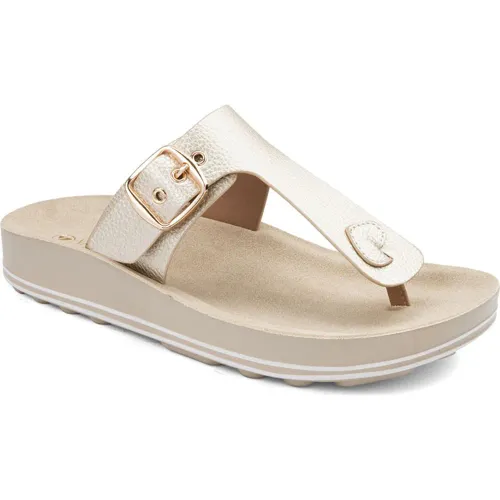 VIA UNO Dorado de Mujer modelo Sandalia Cuña Mujer Yq7681-H08   mujer 2025042214380862337 PU PU