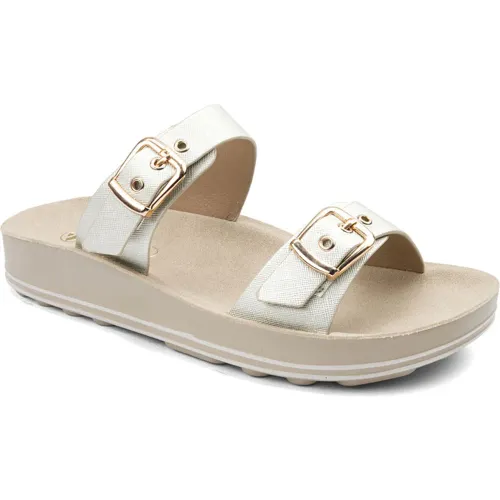 VIA UNO Dorado de Mujer modelo Sandalia Cuña Mujer Yq7681-H14   mujer 2025042214380862367 PU PU