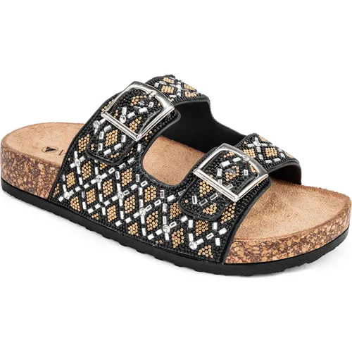 VIA UNO Negro de Mujer modelo Sandalia Cuña Mujer Lc054936 negros textiles mujer 2025042214380862519 Textil Pvc