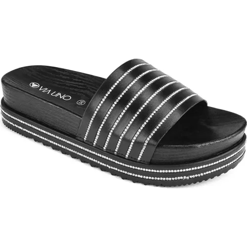 VIA UNO Negro de Mujer modelo Sandalia Cuña Mujer Lc053361 negros mujer 2025042214380862654 PVC Pvc