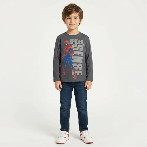 Polo Spiderman Manga Larga Niño Spiderman Msm-473 color plateado | Platanitos