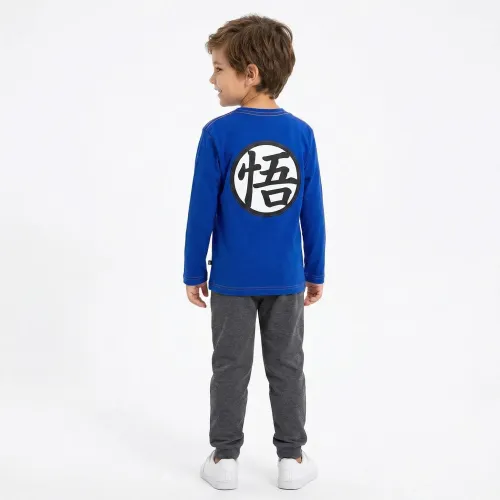 Polo Dragon Ball Manga Larga Niño Dragon Ball Dbs-060 color azul | Platanitos