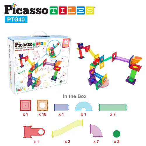 PICASSO TILES Bloques Magnéticos Pista De Canicas De 40 Piezas