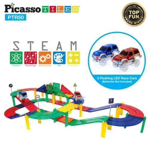 PICASSO TILES  modelo Bloques Magnéticos Pista De Carreras De 50 Piezas Y 2 Autos Led 2025050219334412062  
