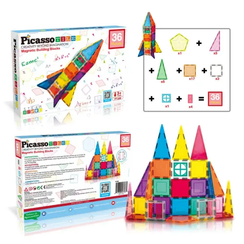 PICASSO TILES modelo Juego De Bloques De Construcción Magnéticos, Modelo Cohete De 36 Piezas 2025050219334412071