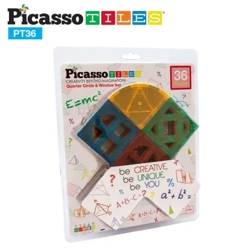 PICASSO TILES Juego De Bloques Magnéticos Con Ventanas Y Semi Circulos De 36 Piezas
