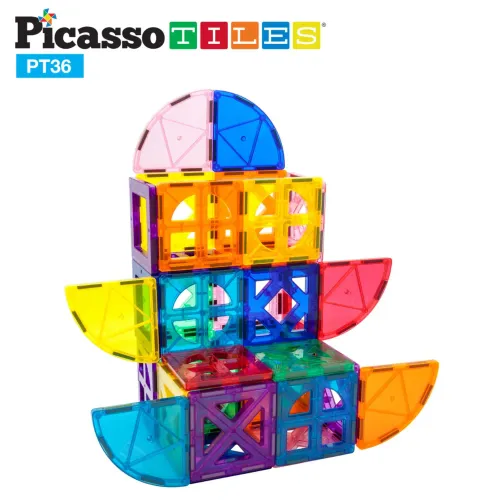 PICASSO TILES Juego De Bloques Magnéticos Con Ventanas Y Semi Circulos De 36 Piezas