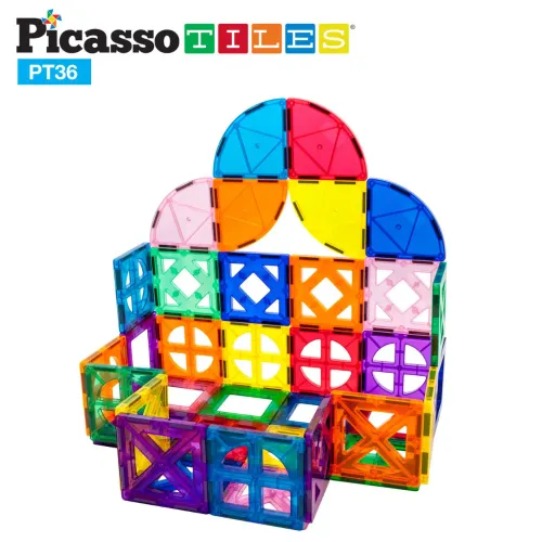 PICASSO TILES Juego De Bloques Magnéticos Con Ventanas Y Semi Circulos De 36 Piezas