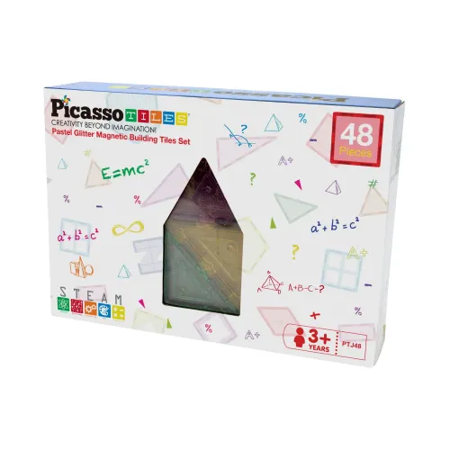 PICASSO TILES Bloques Magnéticos De Colores Pasteles Y Glitter De 48 Piezas