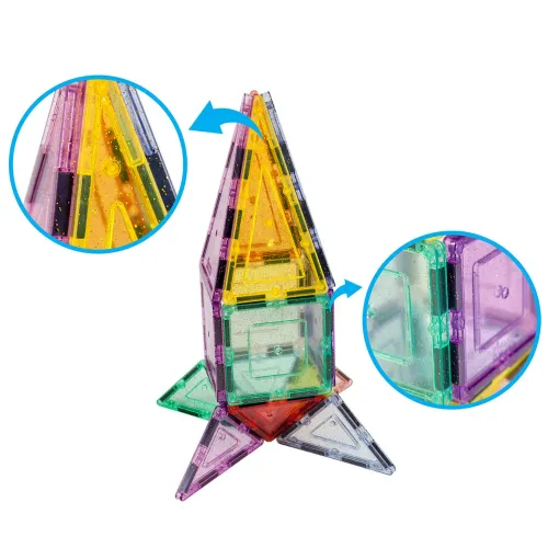 PICASSO TILES Bloques Magnéticos De Colores Pasteles Y Glitter De 48 Piezas