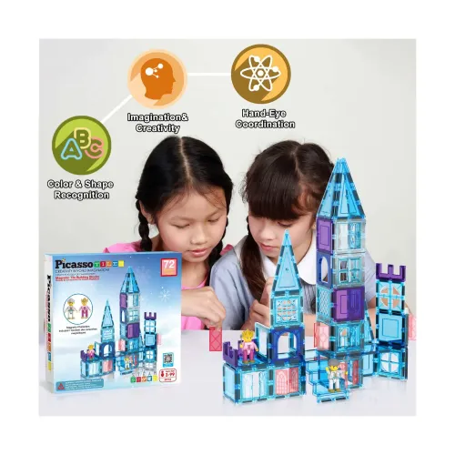 PICASSO TILES Set De Bloques Magnéticos Castillo De Hielo Con Princesa De 72 Piezas