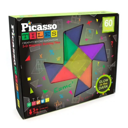PICASSO TILES Juego De Bloques Magnéticos Que Brillan En La Oscuridad De 60 Piezas