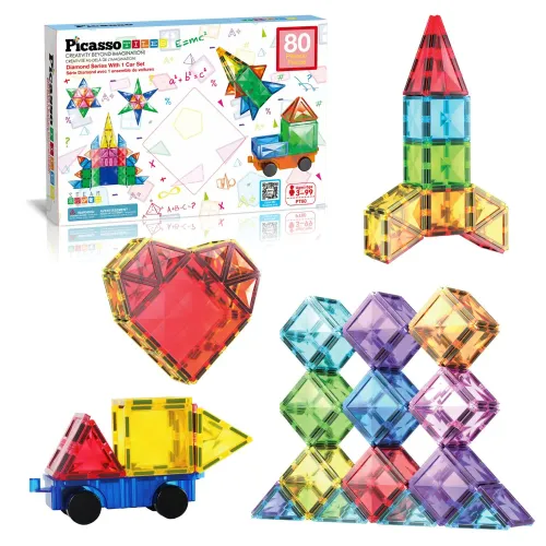 PICASSO TILES  modelo Set De Bloques De Construcción Magnéticos De 80 Piezas (Incluye Kit Para Armar Un Vehículo) 2025050219334412098  
