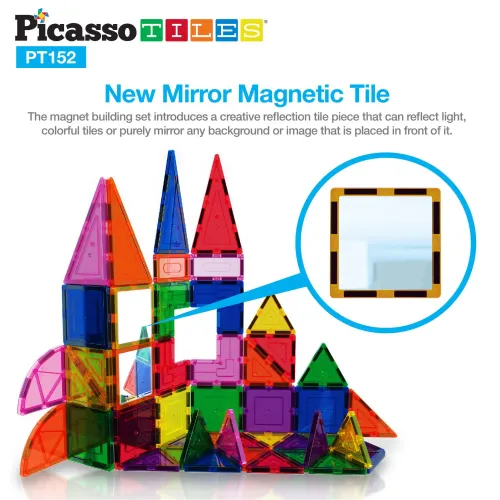 PICASSO TILES Set De Bloques De Construcción Magnéticos De 152 Piezas Traslúcidas
