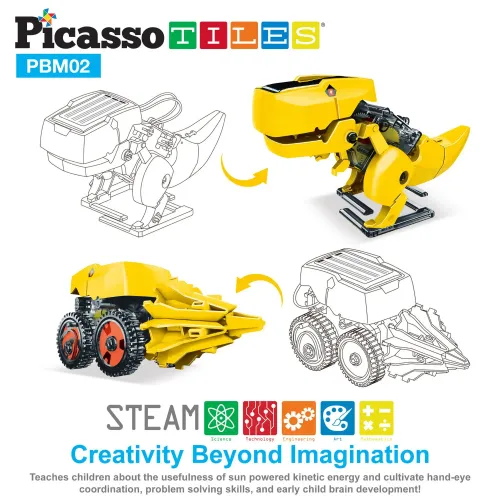 PICASSO TILES Juguete Educativo 3 En 1 Robot De Dinosaurio Con Energia  Solar