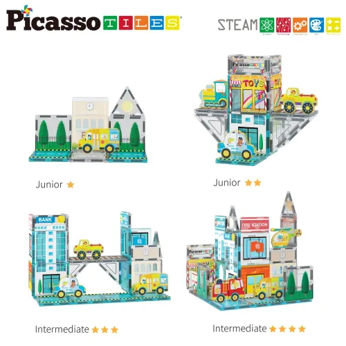 PICASSO TILES Bloques Magnéticos Construye Una Ciudad  Metro City De 50 Piezas