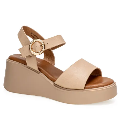 Platanitos Beige de Mujer modelo Sandalia Dama Sw Eliea pieles sintéticos mujer 2025051322292545049 Sintético Sintético